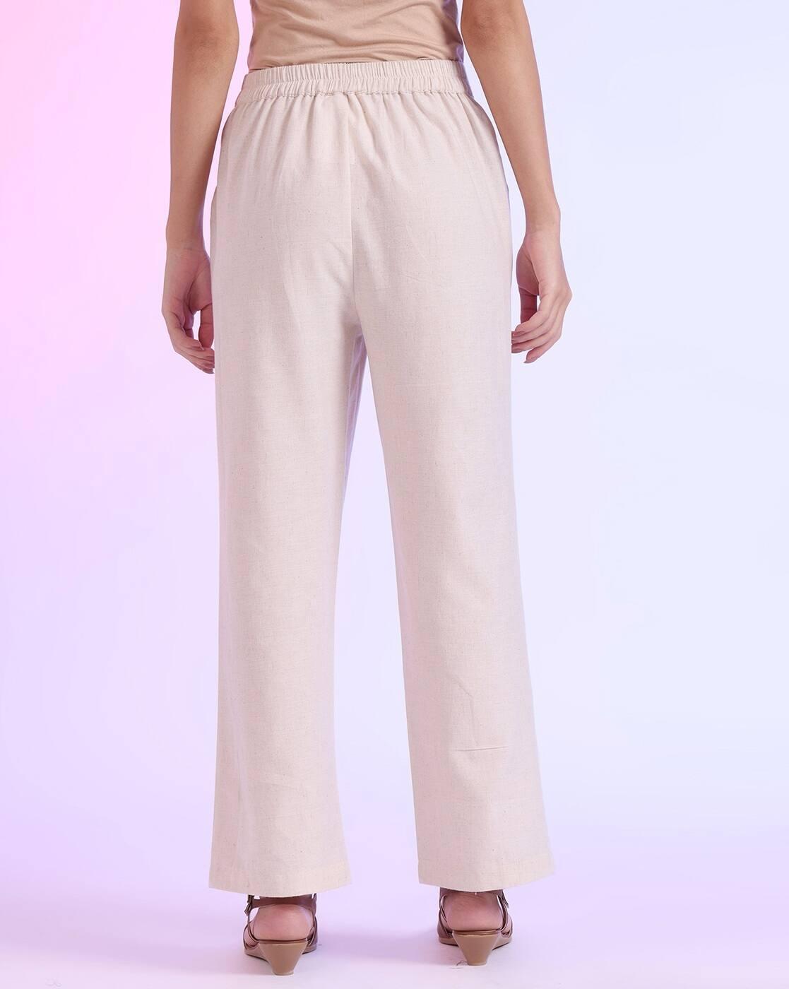 Women Relaxed Fit Flat-Front Pants