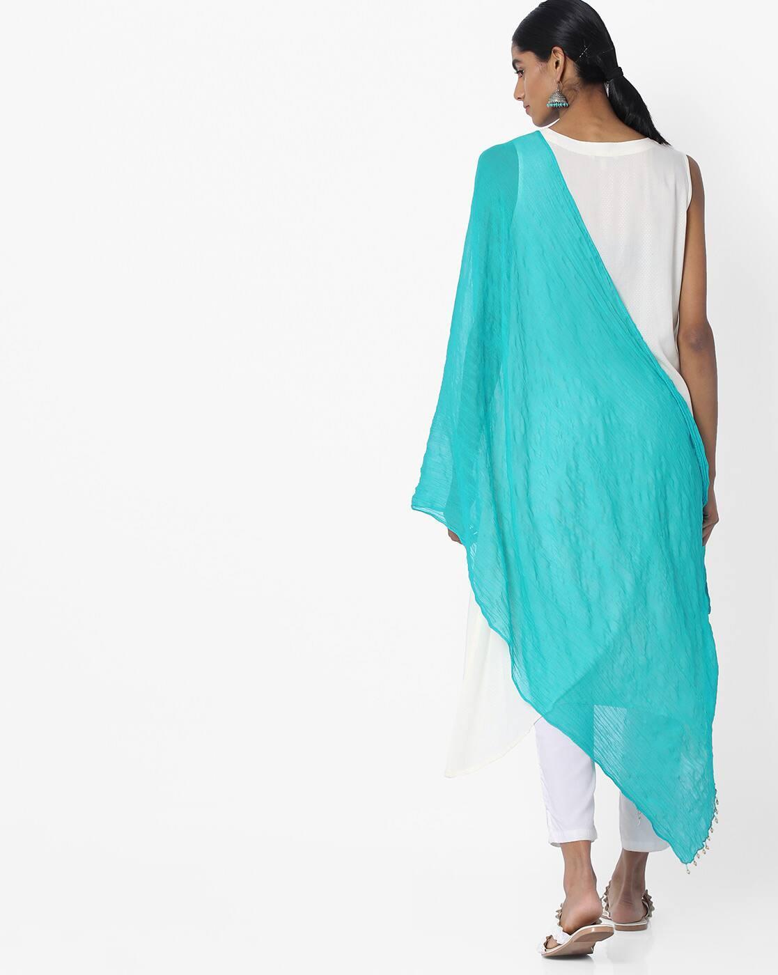 SOLID CHIFFON DUPATTA, TURQUOISE, FS