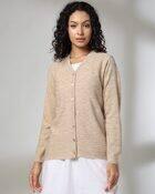 CARDIGAN WITH METALLIC YARN, BEIGE, XXL