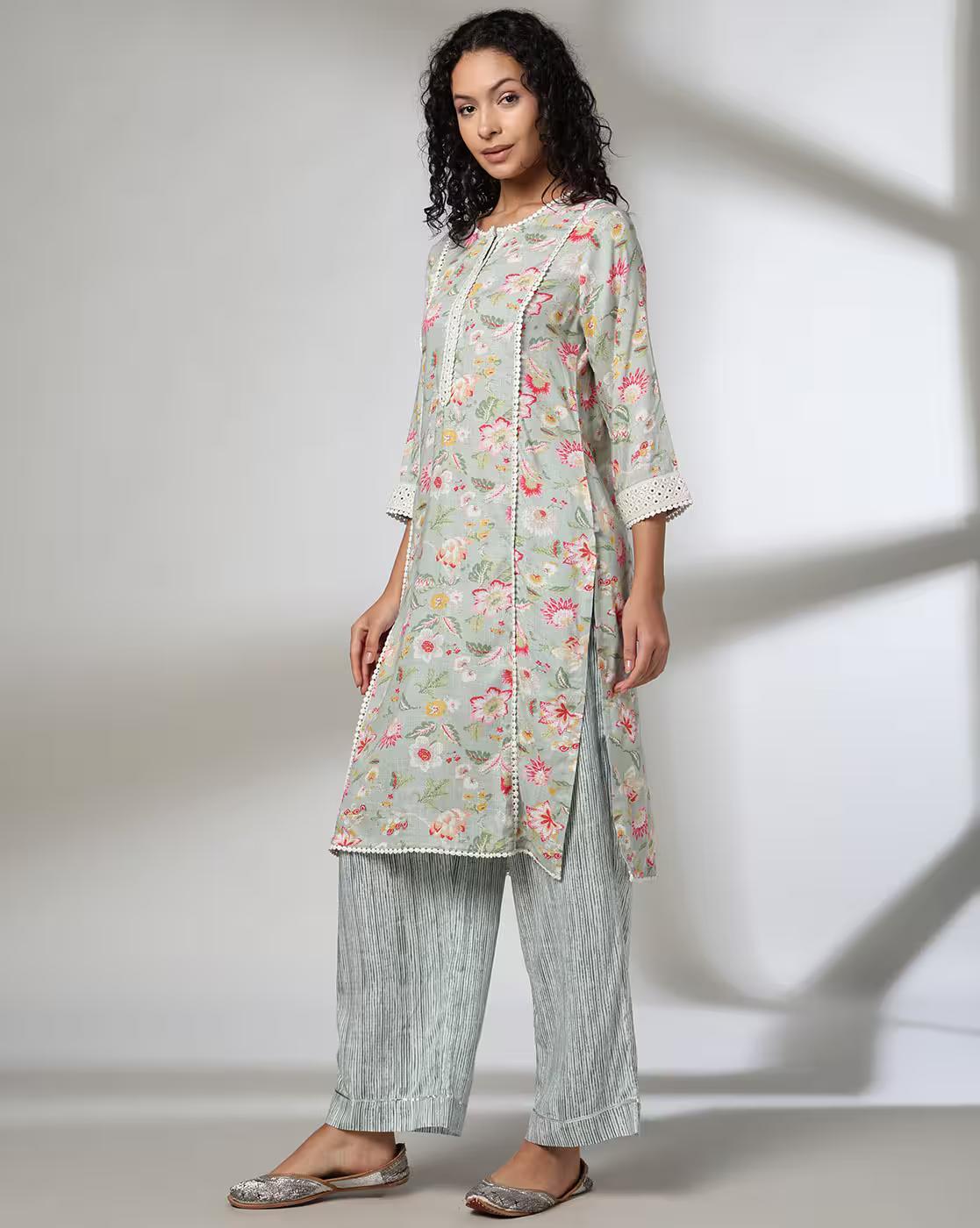 PASTEL FLORAL SET, Sea Green, L