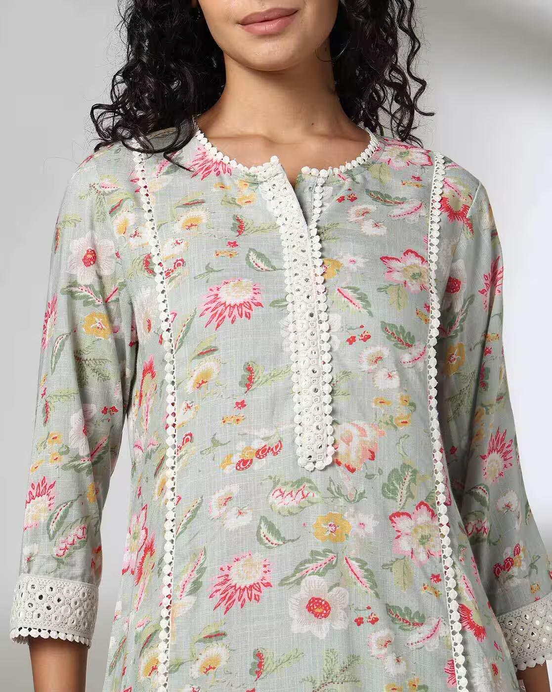 PASTEL FLORAL SET, Sea Green, L