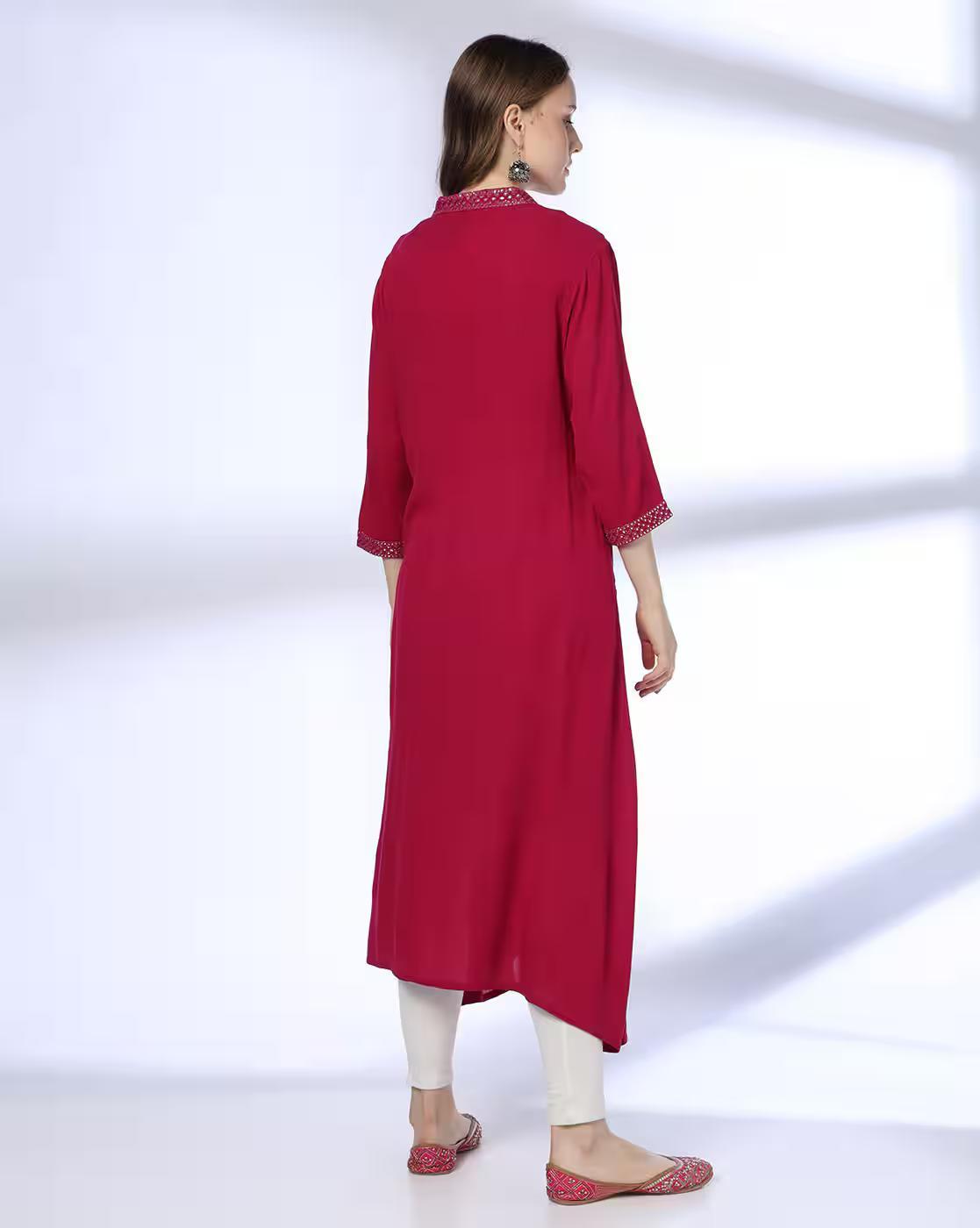 EMBROIDERED FLARED KURT, MAGNTA/FUSHA, L