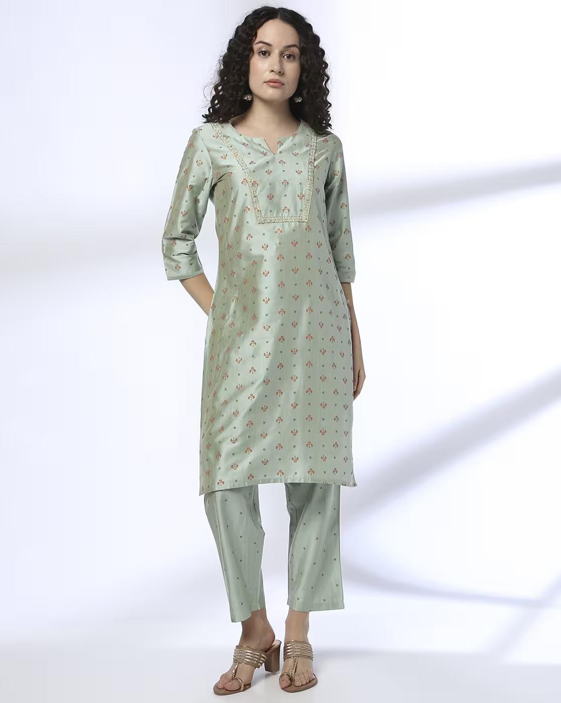 3 LEAF FLOWER AOP SET, MINT, XXL