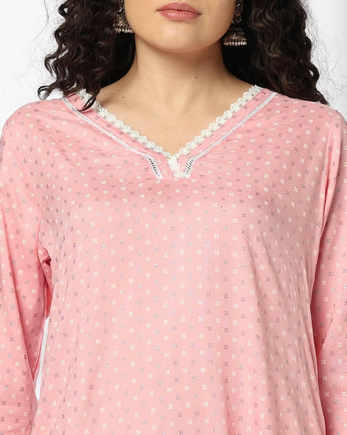 SMALL DOTS FLOWER Y NECK LACE K, PINK, L