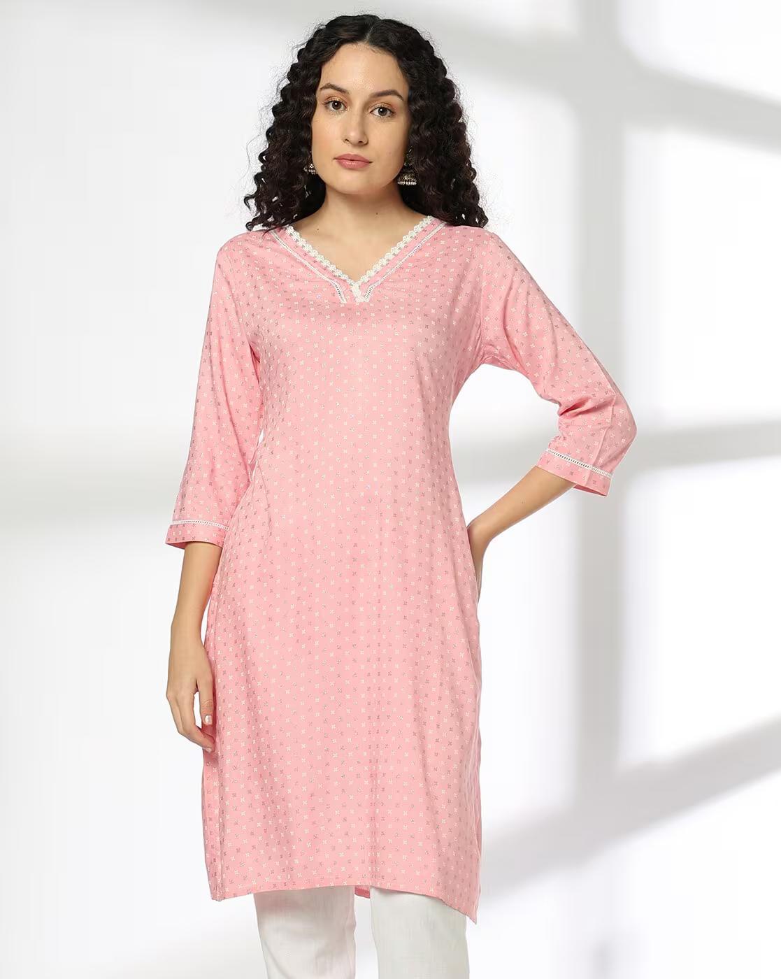 SMALL DOTS FLOWER Y NECK LACE K, PINK, L