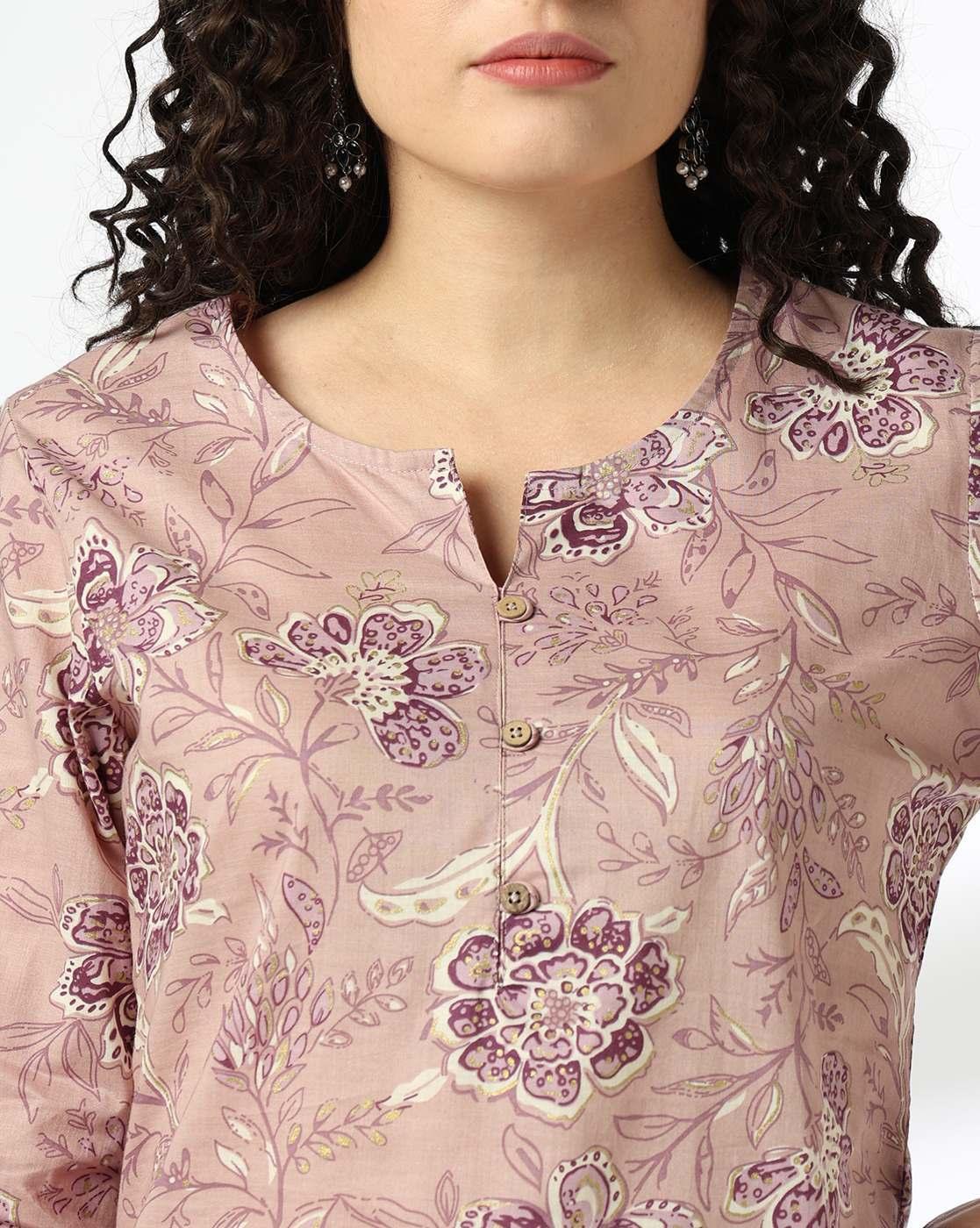TONAL FLORAL JAAL PRT KUR, LT. PURPLE, M