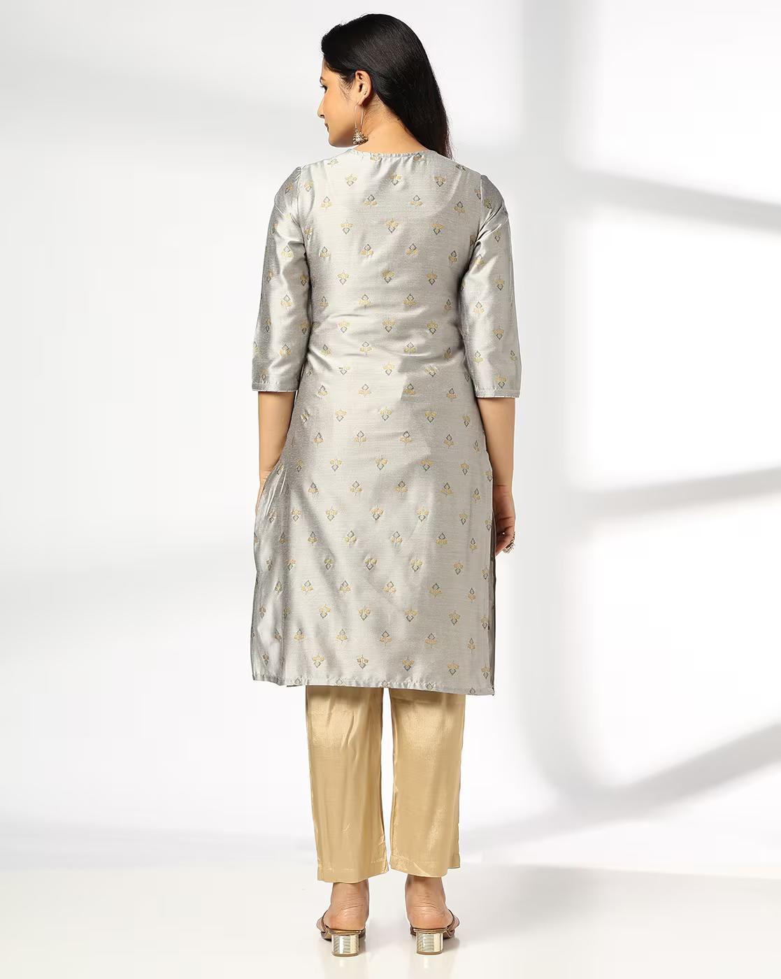 DIAMOND FLOWER AOP PIPING NECK, GREY, L