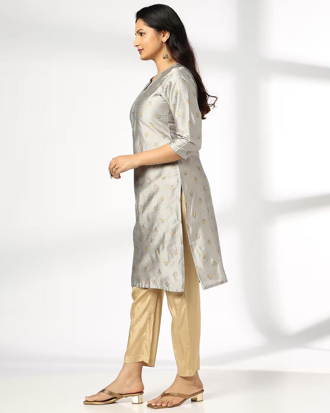 DIAMOND FLOWER AOP PIPING NECK, GREY, L