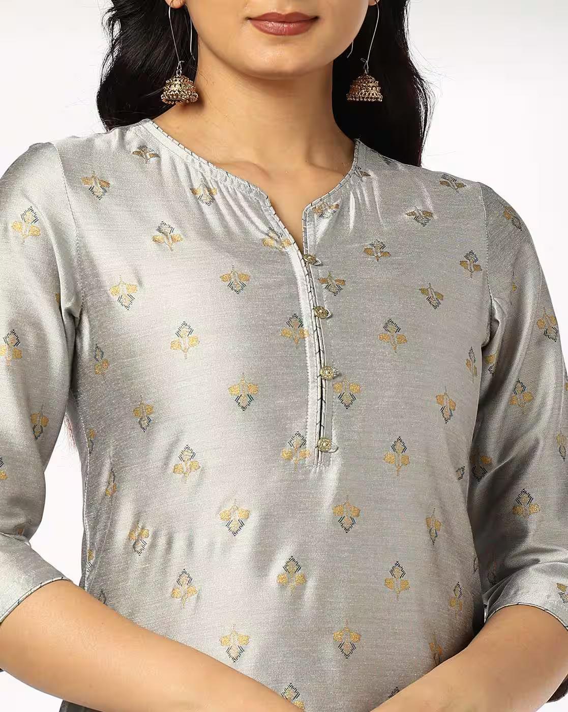 DIAMOND FLOWER AOP PIPING NECK, GREY, L