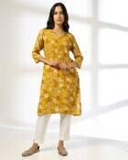 MULTI TONAL LINES FLOWER PRI, YELLOW, XS