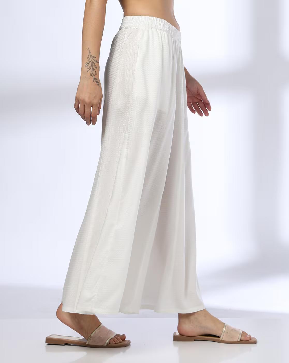 KALIDAR FLARED PALAZZO, OFF WHITE, L