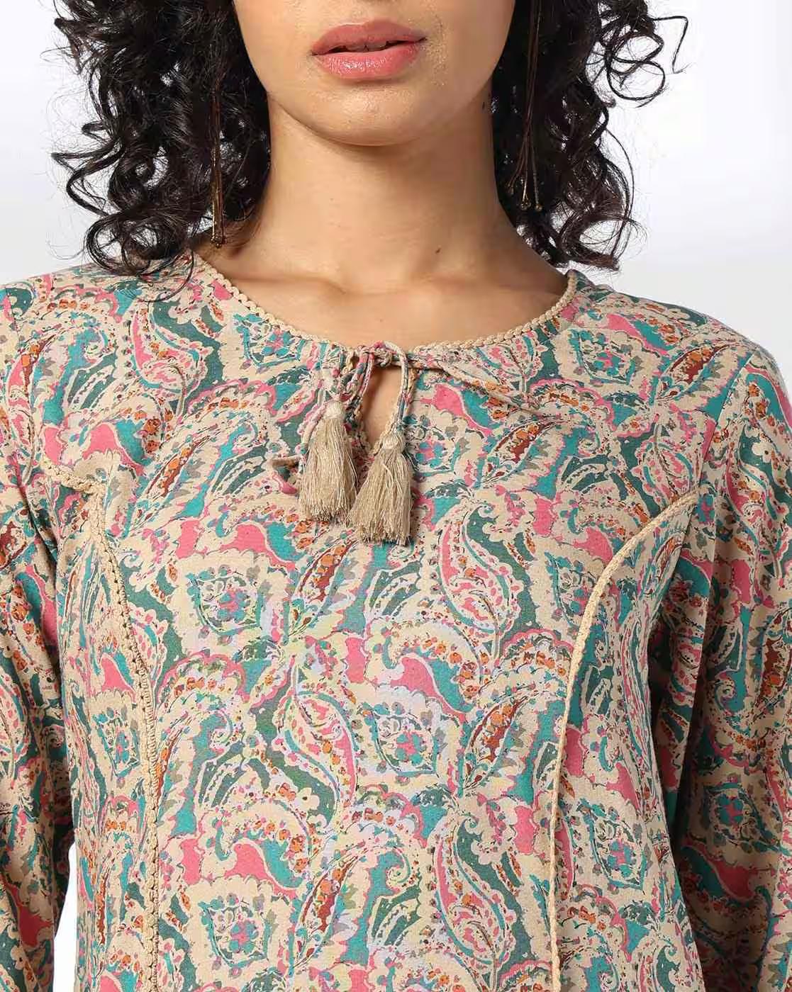 PAISLEY FLORAL LACE PRINCESS F, BEIGE, L