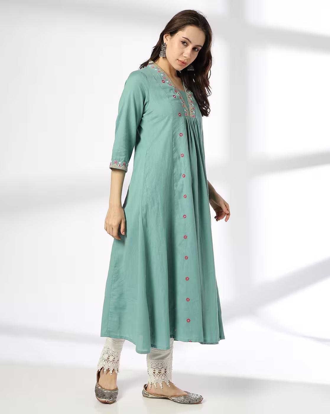 SHAWL COLLAR EMBROIDERED PANELL, AQUA, M