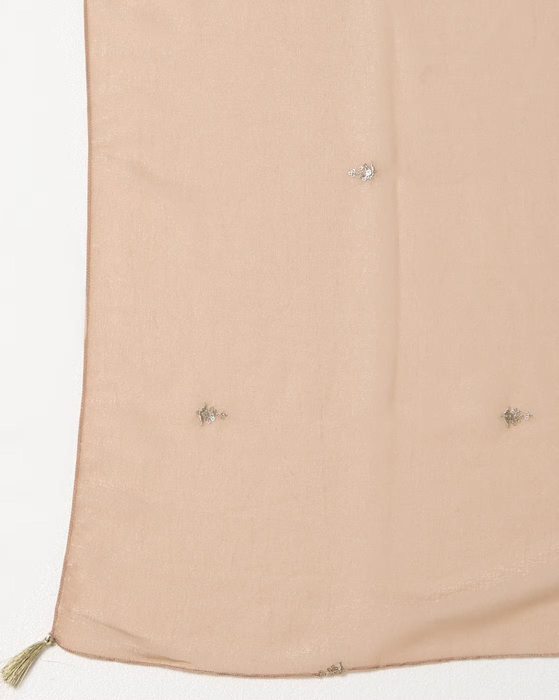 EMBROIDERED POLY TISSUE DUPAT, BEIGE, FS