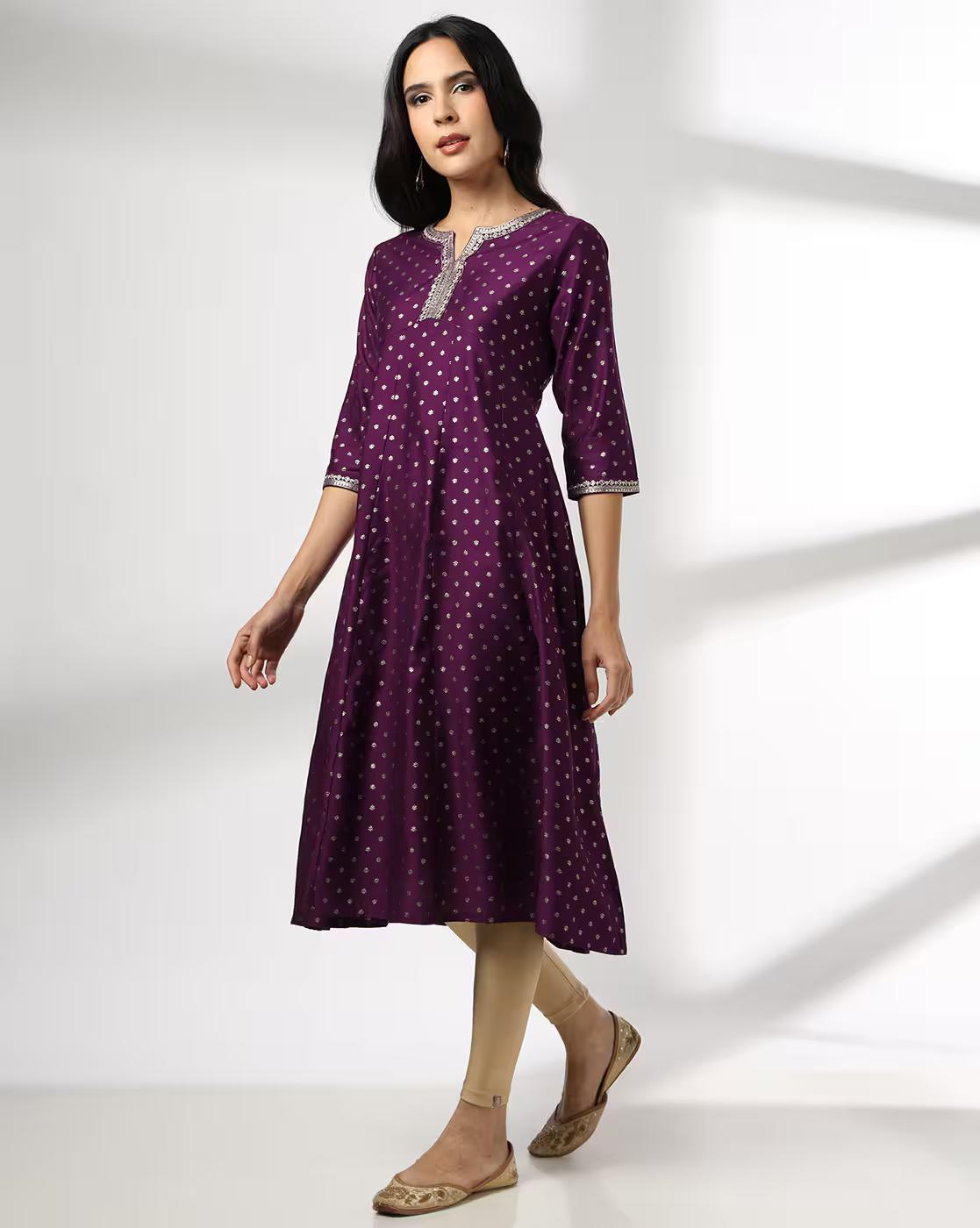 FESTIVE EMBROIDERED KURTA, PINK, L