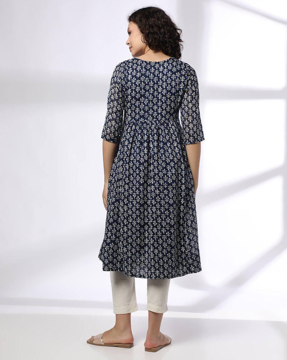 ROUND NECK PANELLED PRINTED K, INDIGO, L