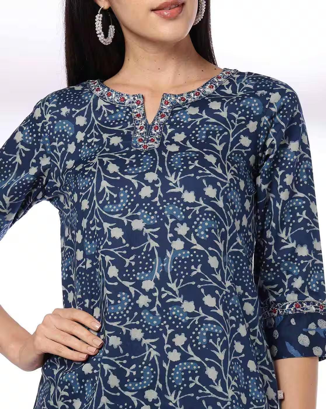 DOT FLOWER JAAL SET, INDIGO, XL