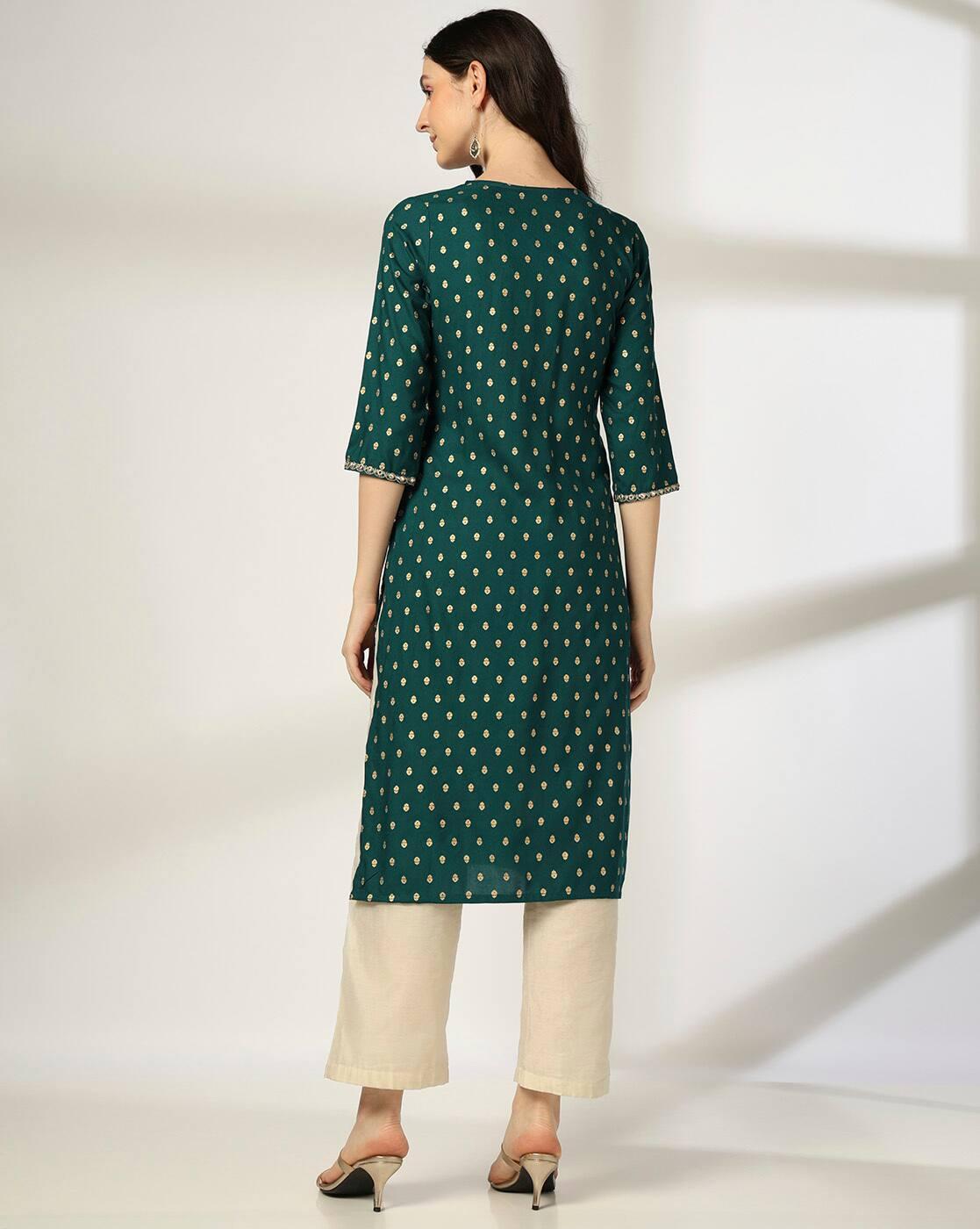 Women Printed Straight Kurta with Insert Pocket