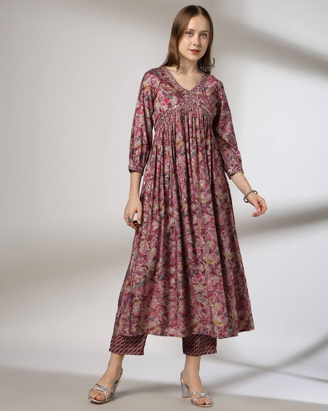 Mauve Floral, Mauve, L
