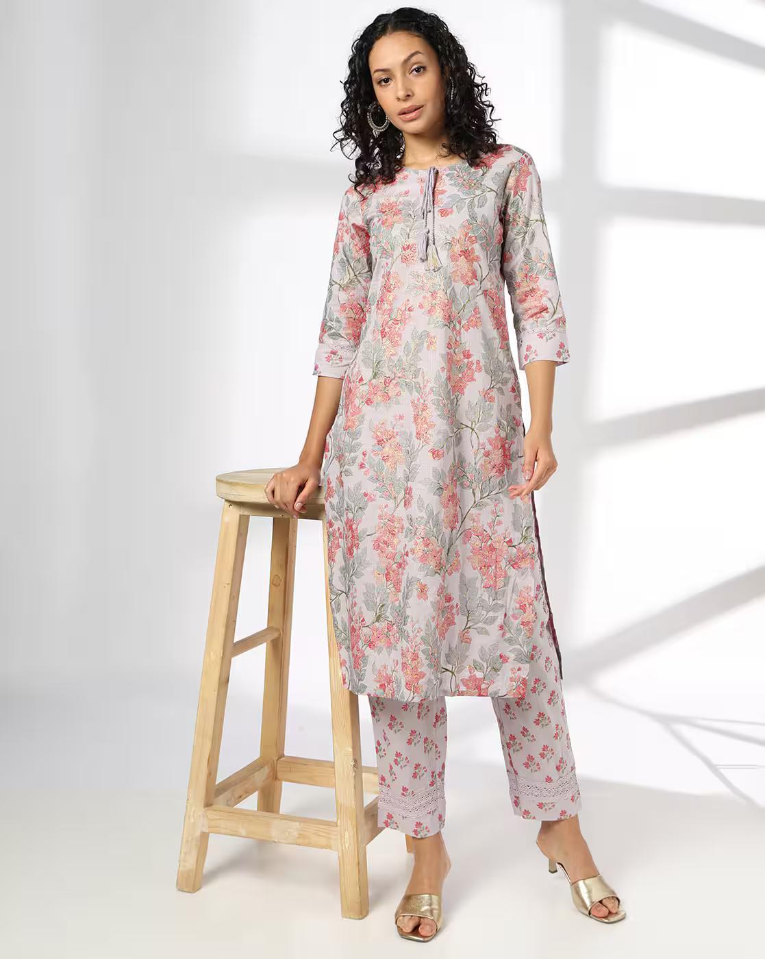 Lilac and Red Floral, LILAC, XL