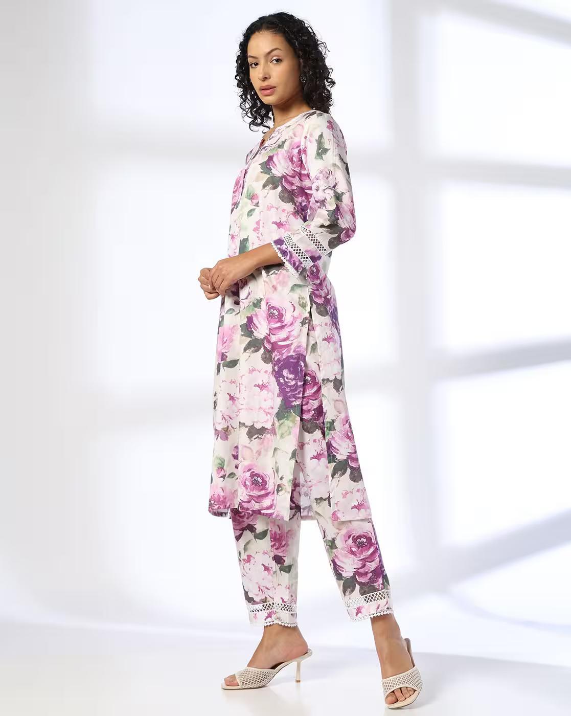 Mauve Rose print, OFF WHITE, M