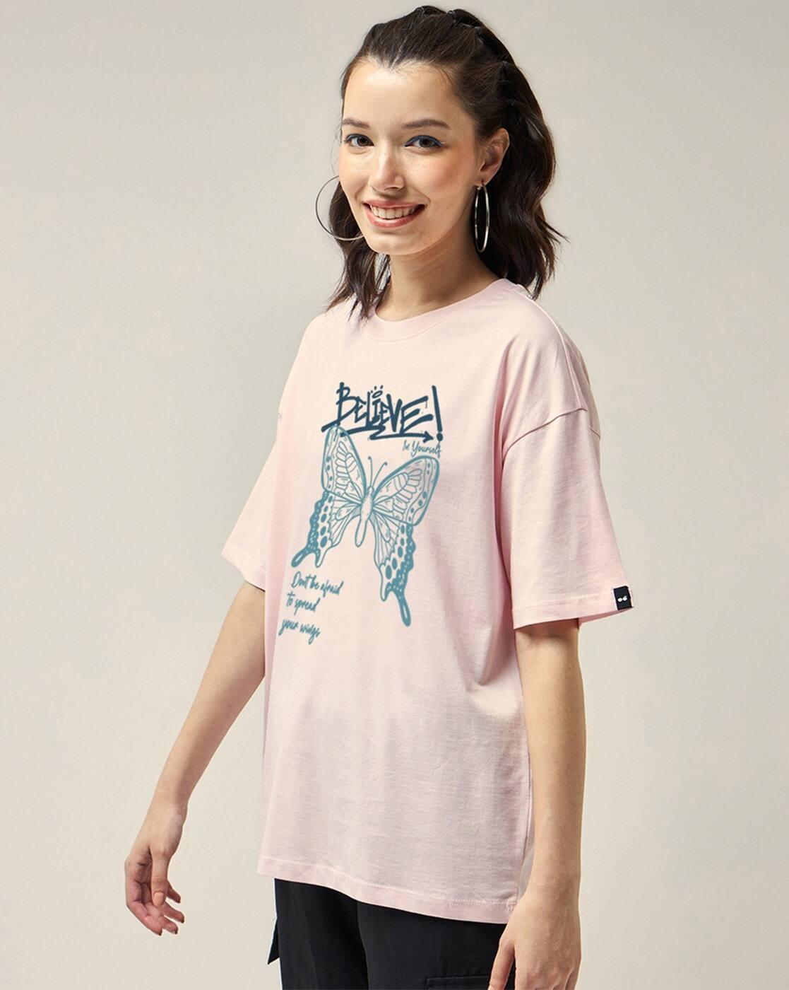 Bewakoof Women's T-shirt, PINK, S