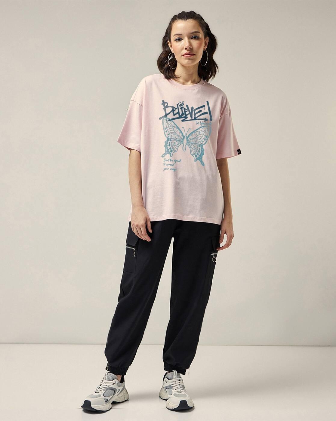 Bewakoof Women's T-shirt, PINK, S