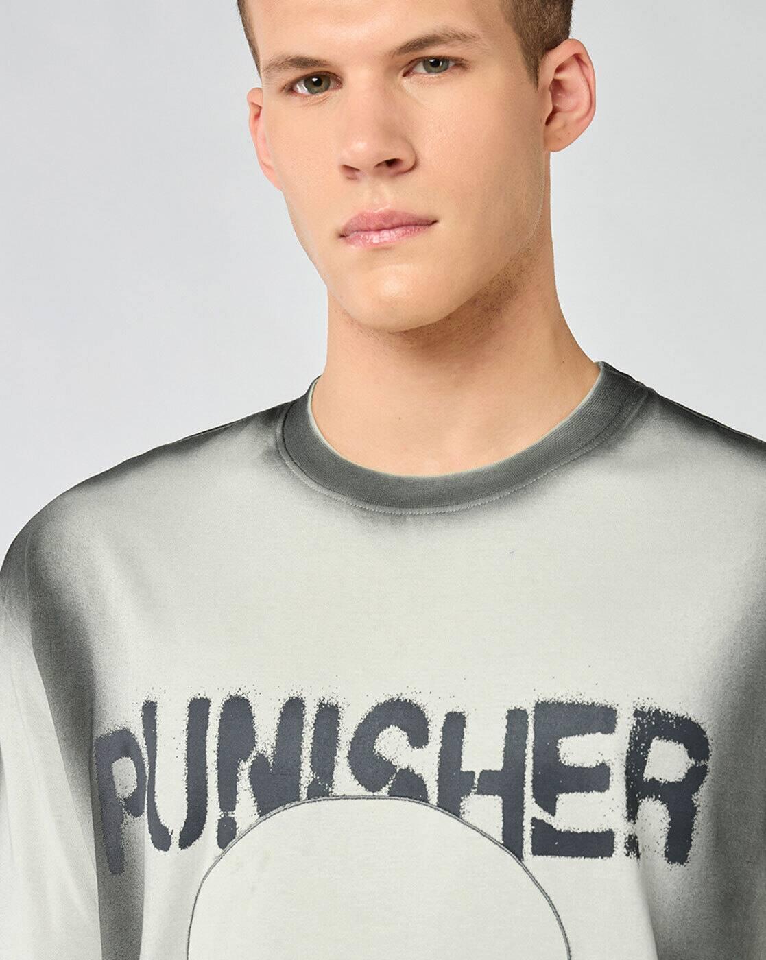 Marvel - Men's Silver Birch Grey Punisher Skull Applique Oversized T-shirt