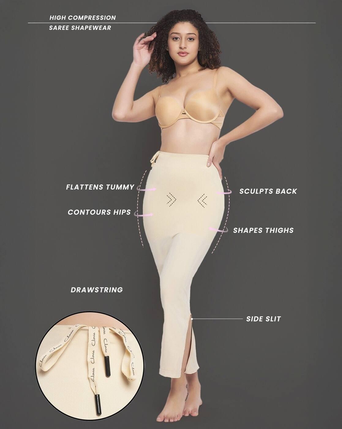 Clovia Saree Shapewear With Dr, BEIGE, M