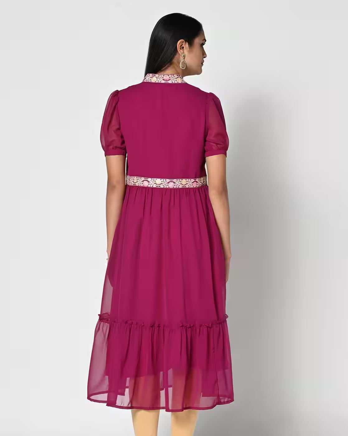 Women Embroidered Tiered Dress