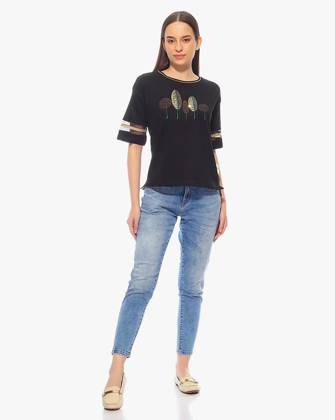 Embellished Crew-Neck T-shirt