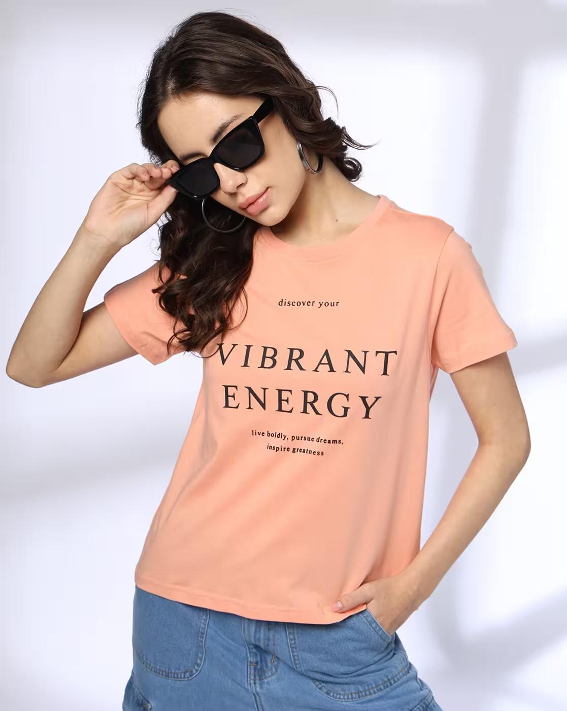 VIBRANT ENERGY TEE, PEACH, S