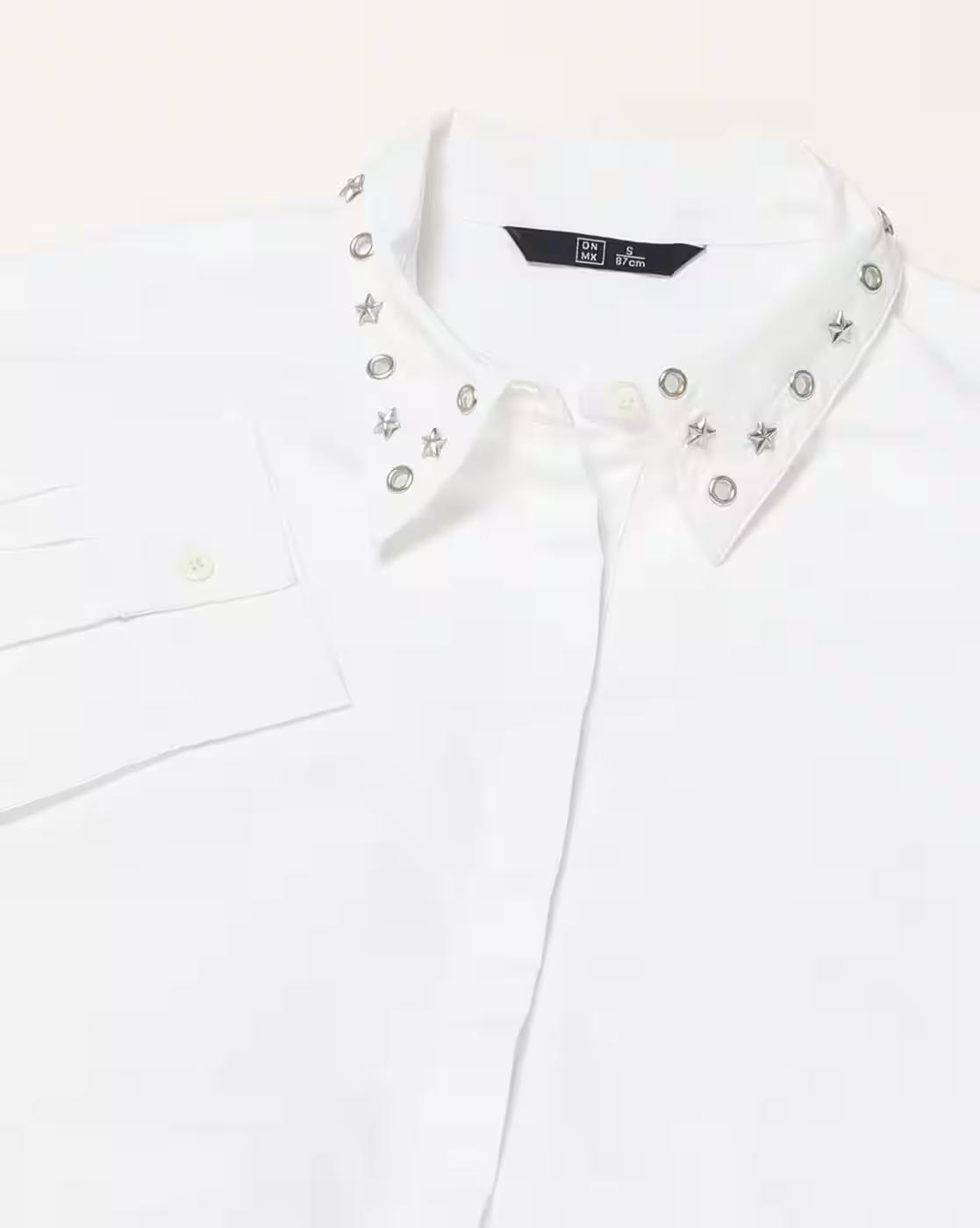 Shirt with Studs at Studded Collar