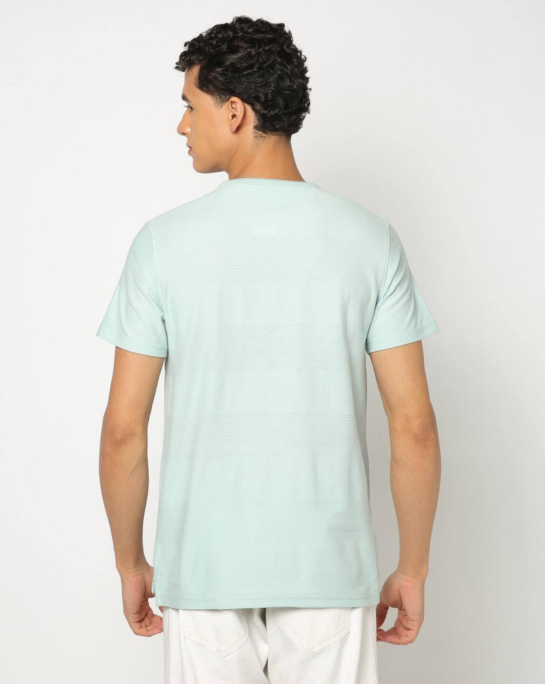 HS SHORT PLACKET HENLEY, LT. BLUE, S