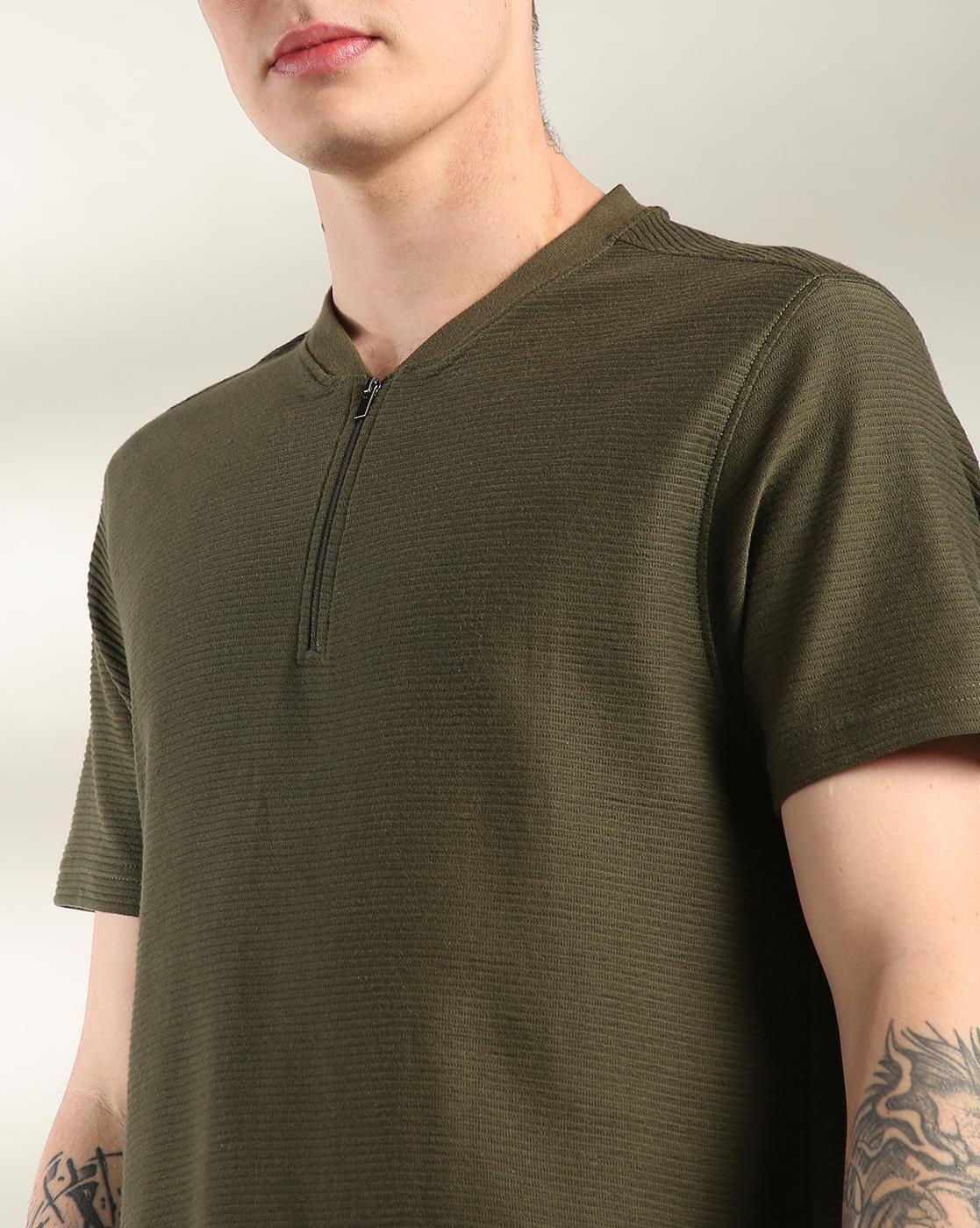 Henley Tshirt Apr24, OLIVE, XL