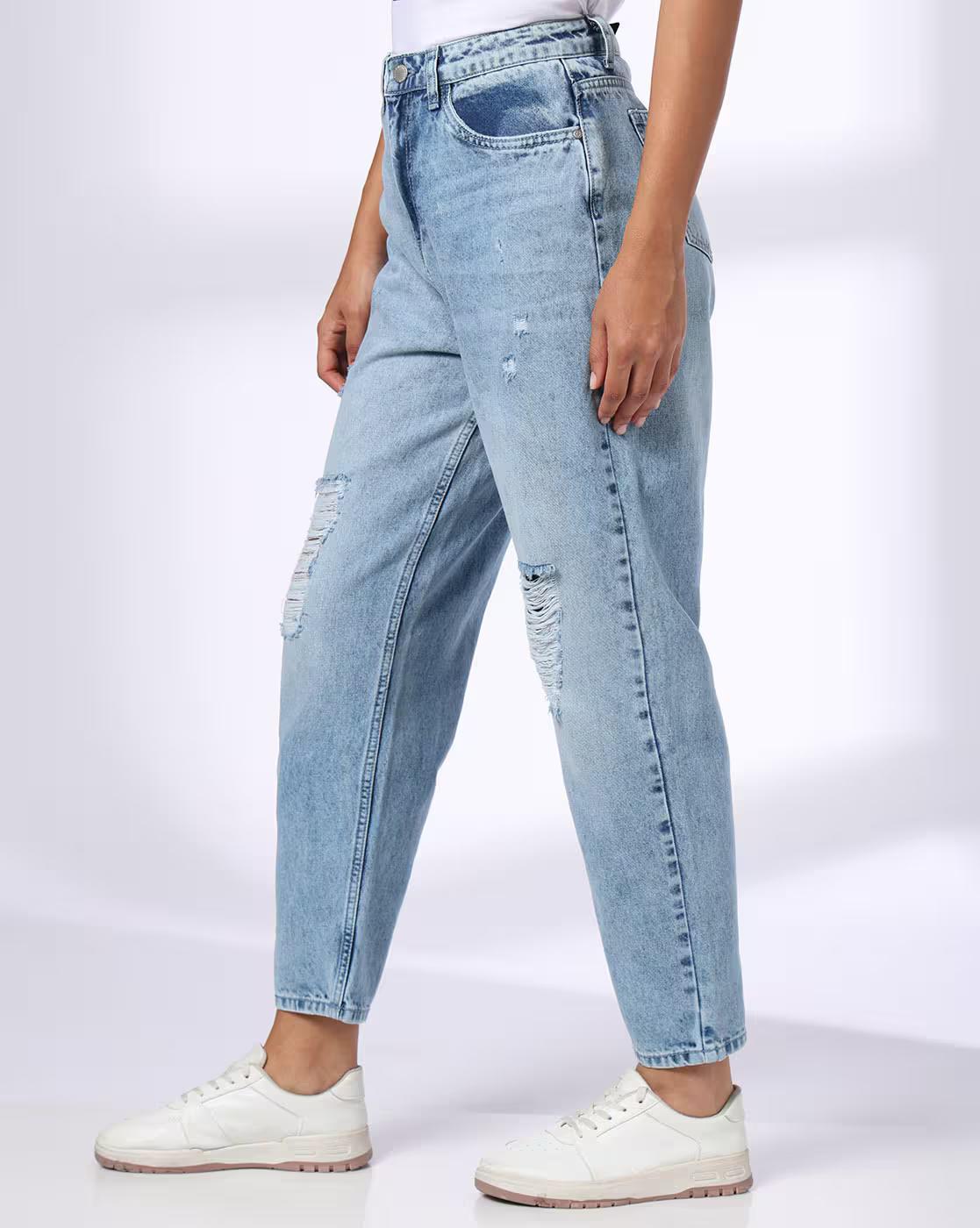 HIGH WAIST ANKLE LENGTH MO, LT. BLUE, 32