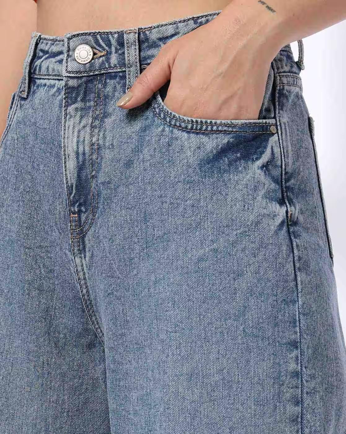 Mid Rise Ankle Length Wide, LT. BLUE, 30