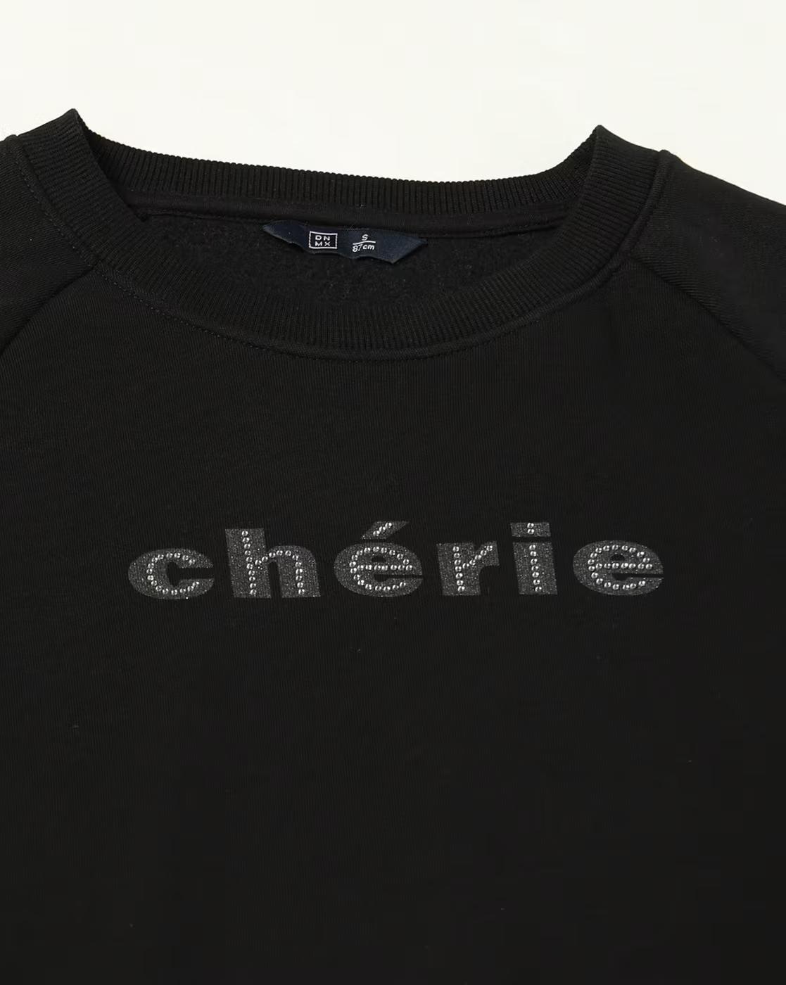 Sweatshirt with Criss Cross Ti, BLACK, L