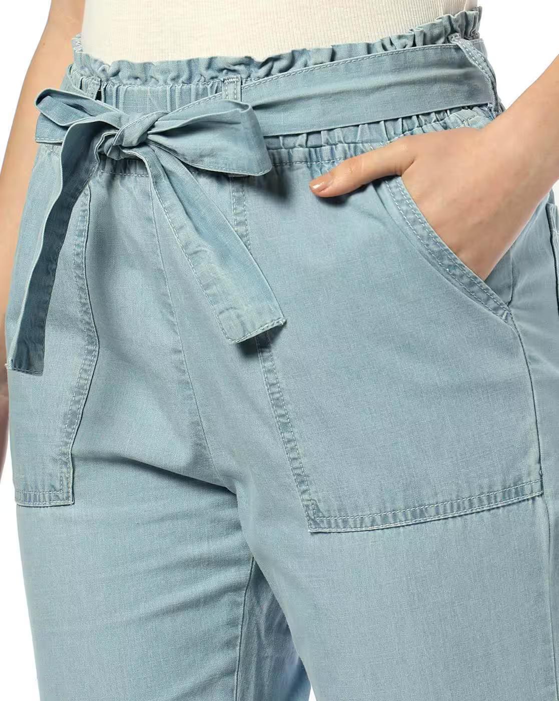 MID WAIST ANKLE LENGTH PAN, LT. BLUE, 30