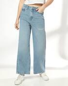 HIGH WAIST FULL LENGTH WID, LT. BLUE, 28