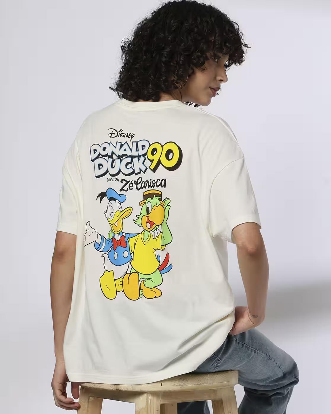 Women Donald Duck Print 90 Loose Fit Crew-Neck T-Shirt