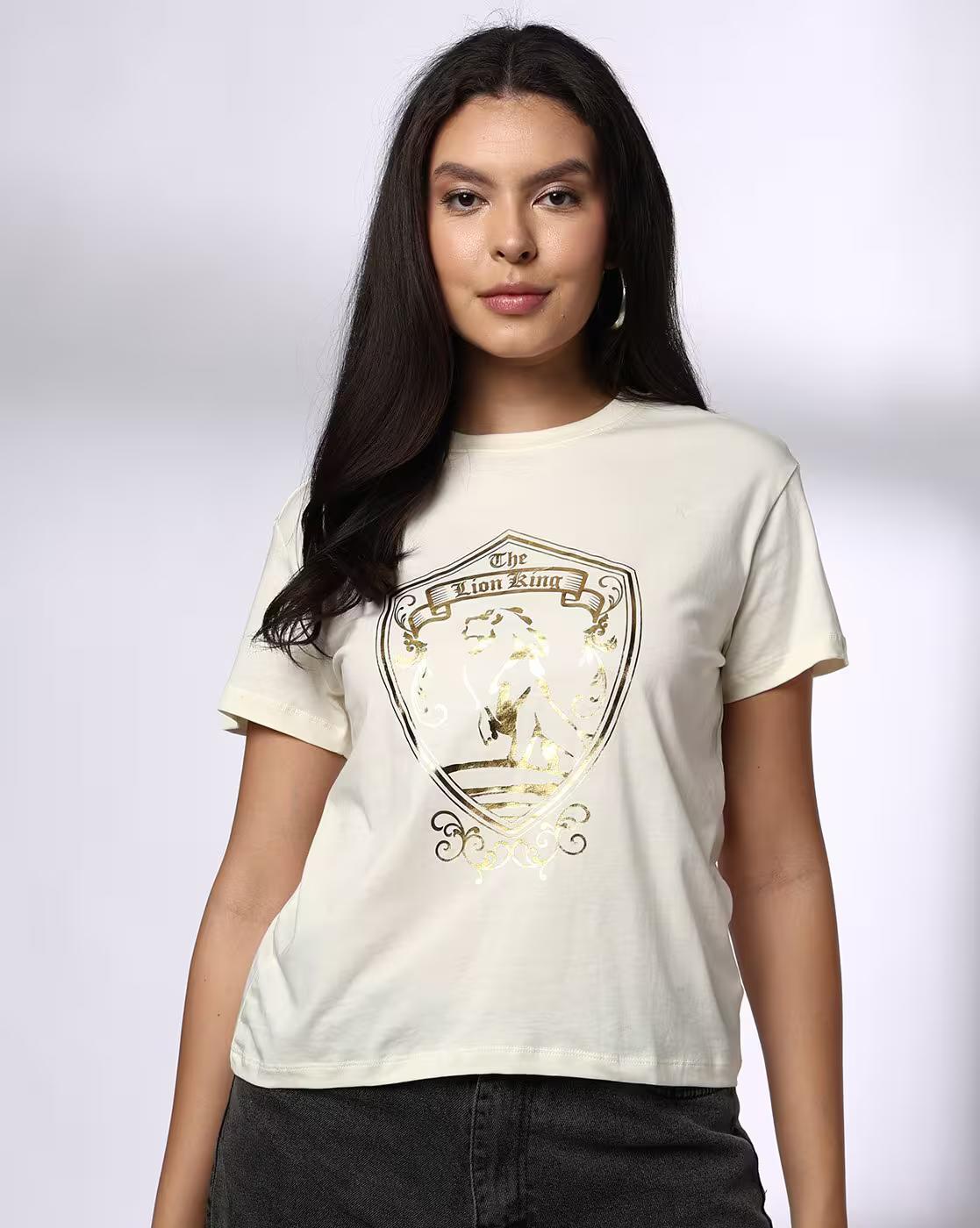 Disney - Women Lion King Print Regular Fit Crew-Neck T-Shirt