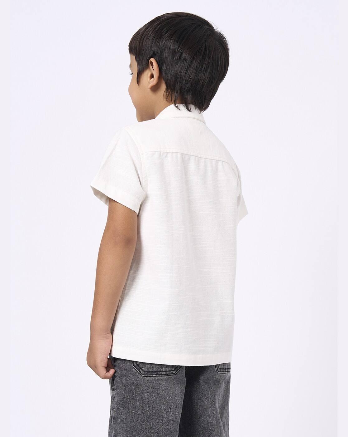 HALF SLEEVES SHIRT, OFF WHITE, 4-5Y