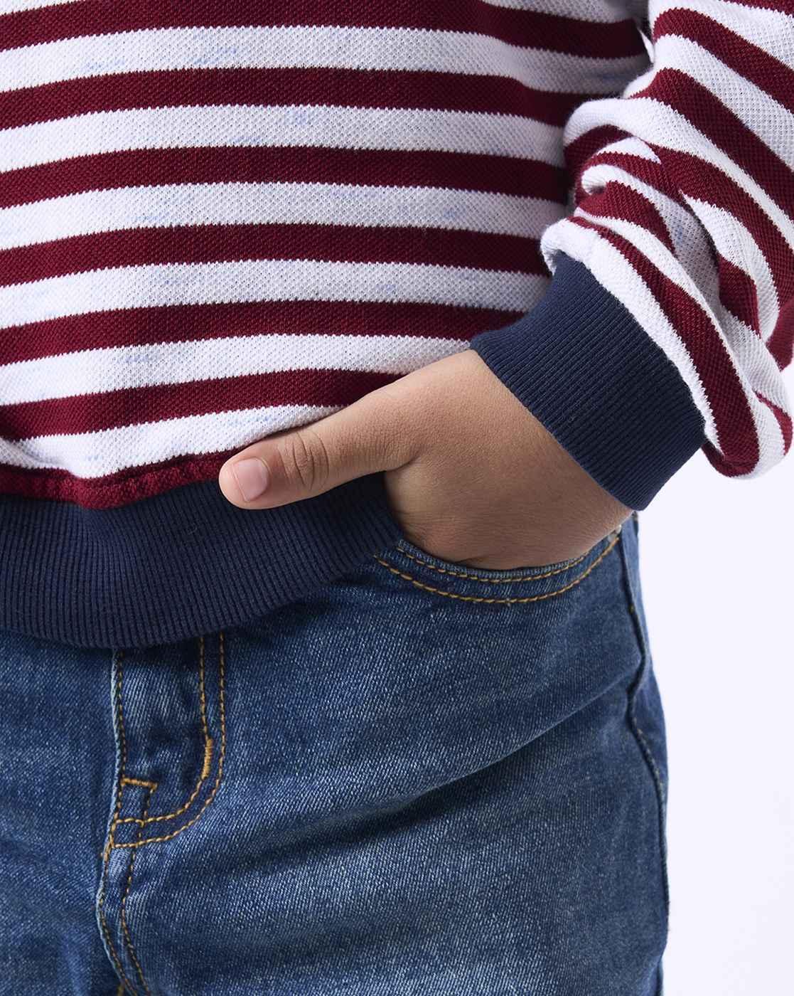STRIPER SWEATSHIRT, MAROON, 4-5Y