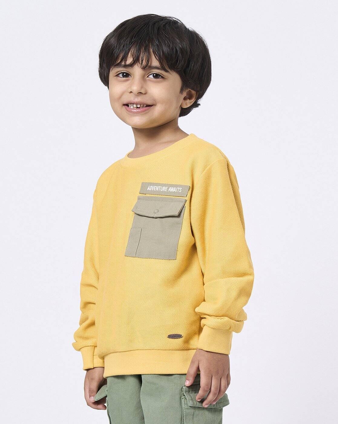 CREW NECK SWEATSHIRT, YELLOW, 8-9Y