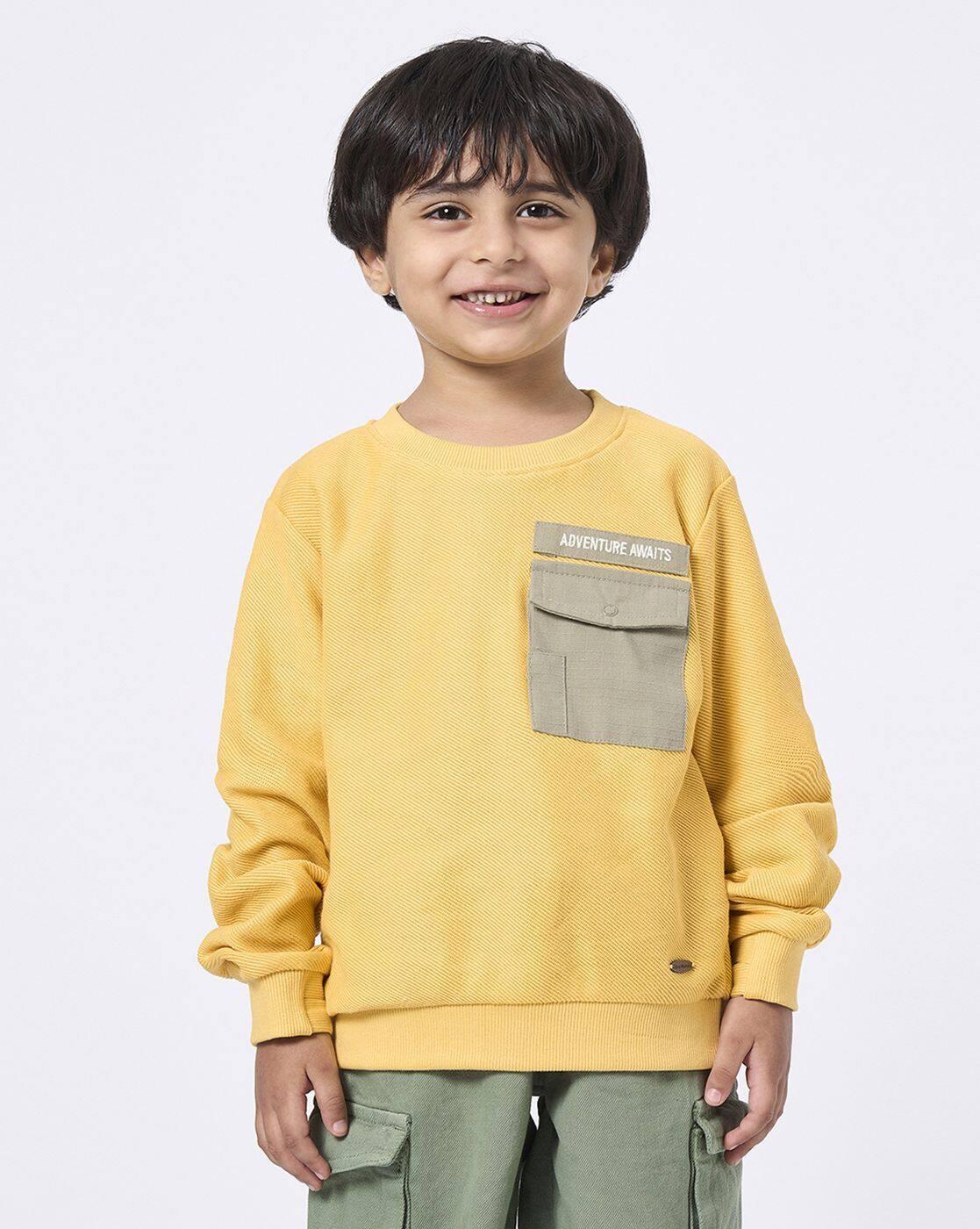 CREW NECK SWEATSHIRT, YELLOW, 8-9Y