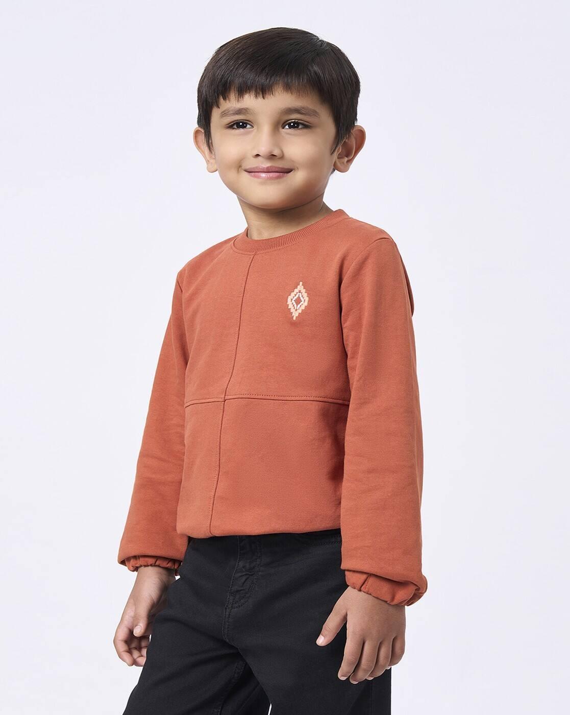 CREW NECK SWEATSHIRT, RUST BROWN, 7-8Y