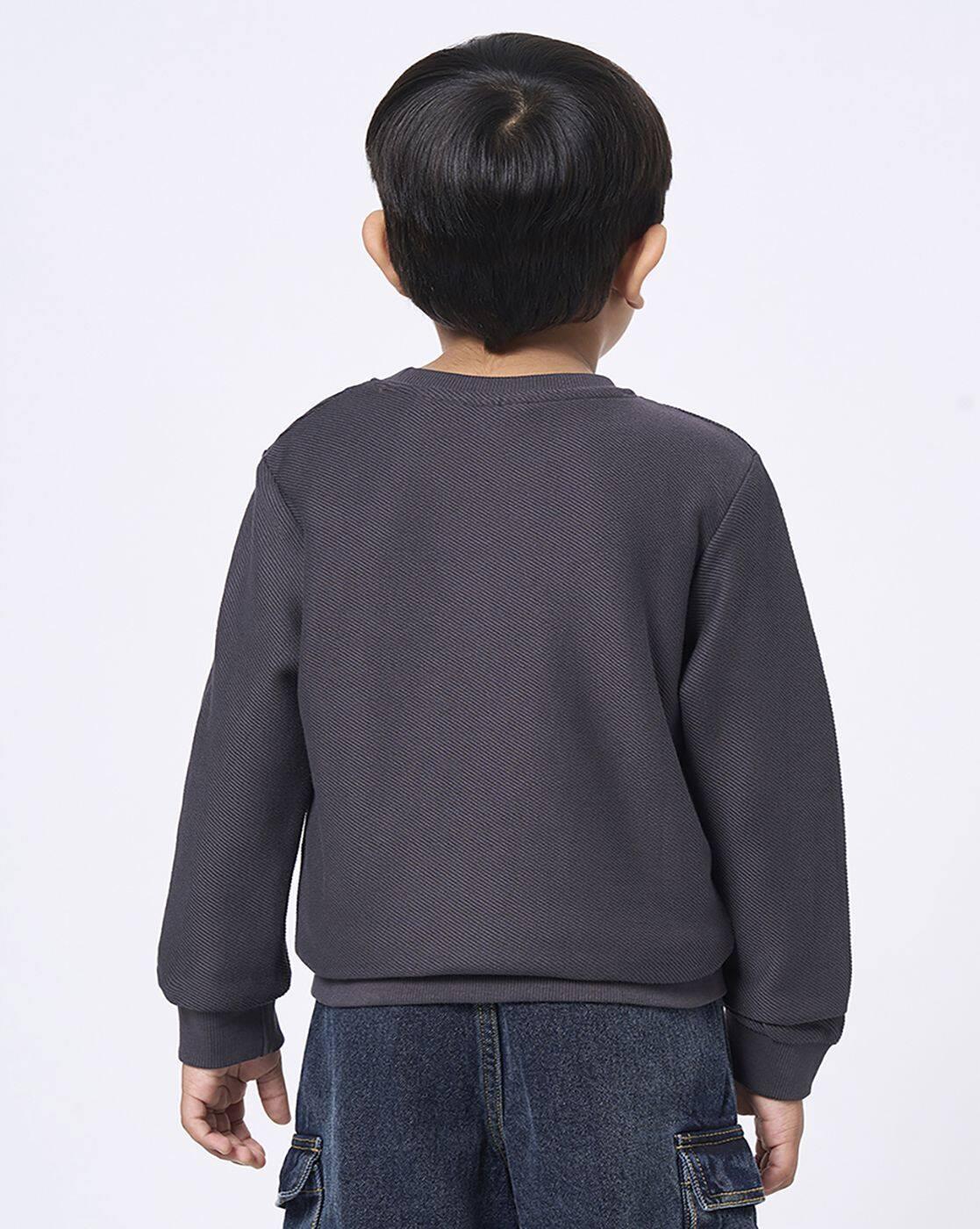 CREW NECK SWEATSH, CHARCOAL GREY, 11-12Y
