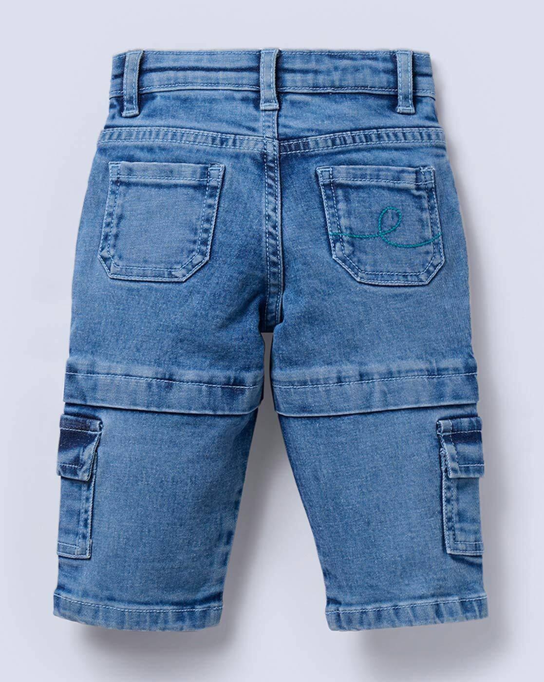 MID WASH CARGO DENIM, BLUE, 6-9M