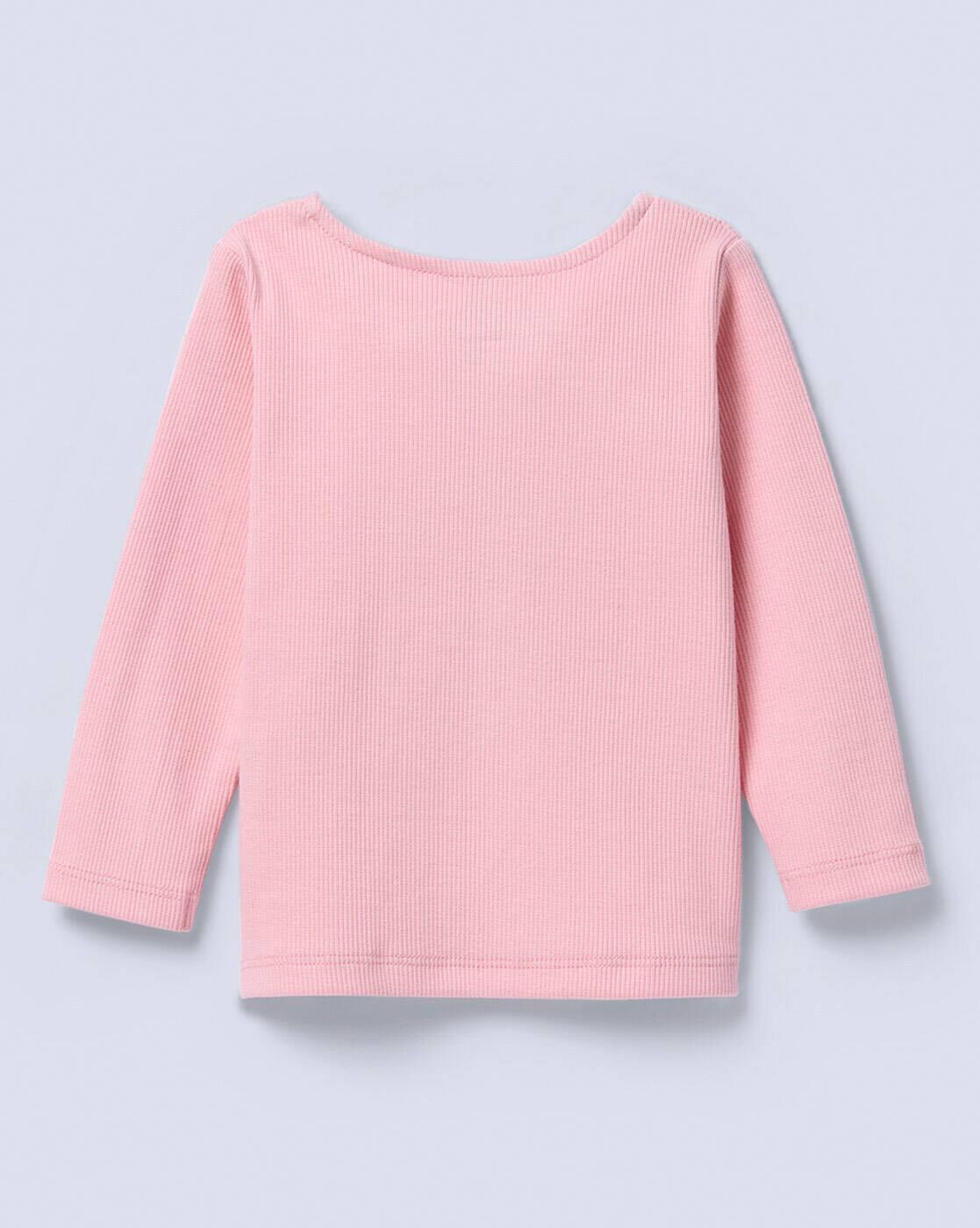 FULL LSEEVE RIB TEE WITH CH, PINK, 9-12M